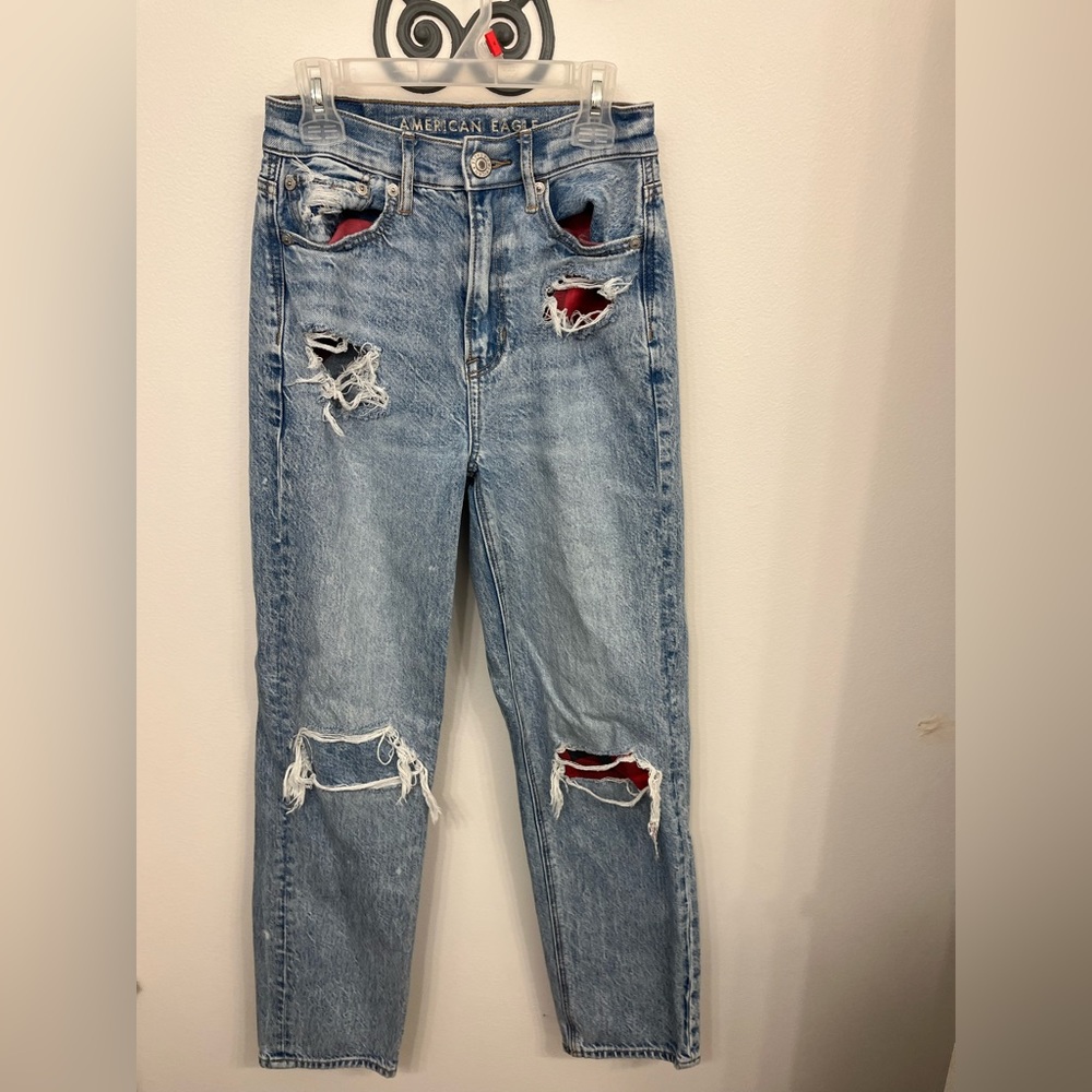 American Eagle Straight Leg Patchwork Jeans